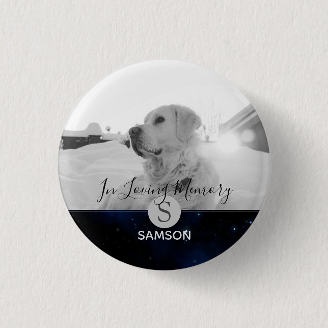 Badge Rond 2,50 Cm PHOTO Pet Memorial - In Love Mémoire personnalisée (Devant)