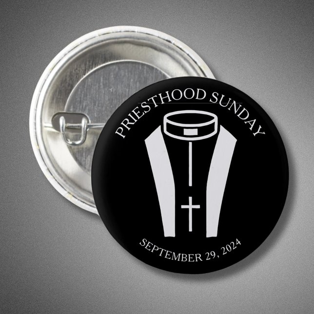 BADGE ROND 2,50 CM PHOTO PRIESTHOOD SIMPLE NOIR ET BLANC (Créateur téléchargé)