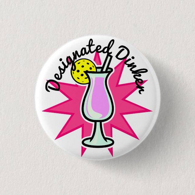 Badge Rond 2,50 Cm Pickleball Dinker désigné - Cocktail rose (Devant)