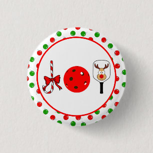 Badge Rond 2,50 Cm Pickleball Joy Fête de Noël Rouge Vert Ornements