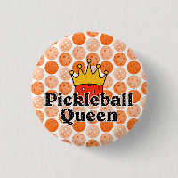 Pickleball Queen - Orange Ball portant Couronne or