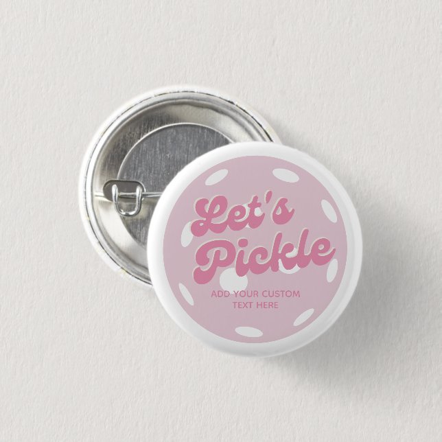 Badge Rond 2,50 Cm Pickleball rose Pickle Texte personnalisé (Devant & derrière)