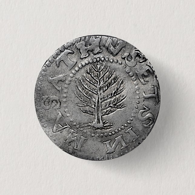 Badge Rond 2,50 Cm Pièce de monnaie de pin du Massachusetts (Devant)