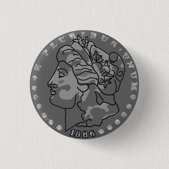 Badge Rond 2,50 Cm Pièce de monnaie Morgan dollar queen (Devant)