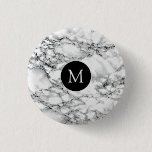 Badge Rond 2,50 Cm Pierre Marbre blanc tendance - Ajouter votre lettr