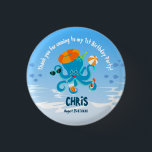 Badge Rond 2,50 Cm Pieuvre bleue sous la mer Boy fête d'anniversaire<br><div class="desc">Pieuvre bleue sous la mer Boy fête d'anniversaire</div>