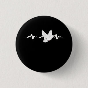 Badge Rond 2,50 Cm Pigeon Carrier Pigeon Heartbeat