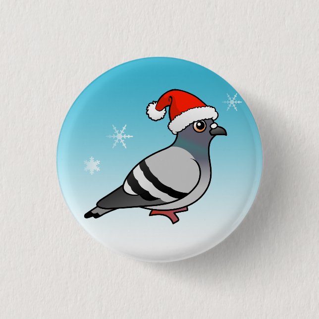 Badge Rond 2,50 Cm Pigeon Père Noël (Devant)