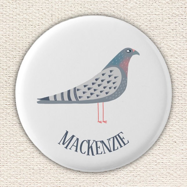 Badge Rond 2,50 Cm Pigeon Personnalisé (Fun personalized custom name pigeon pin for bird lovers)