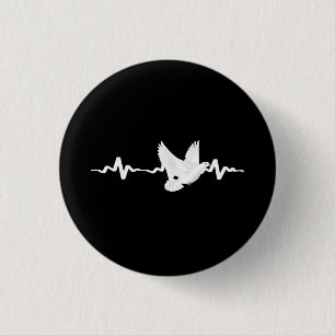 Badge Rond 2,50 Cm Pigeon Pigeon porteur Battement de coeur