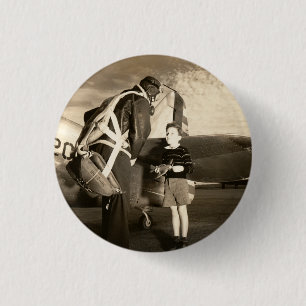 Badge Rond 2,50 Cm Pilote 1940 et garçon militaires américains de