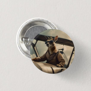 Badge Rond 2,50 Cm Pilote Kangourou Australien,