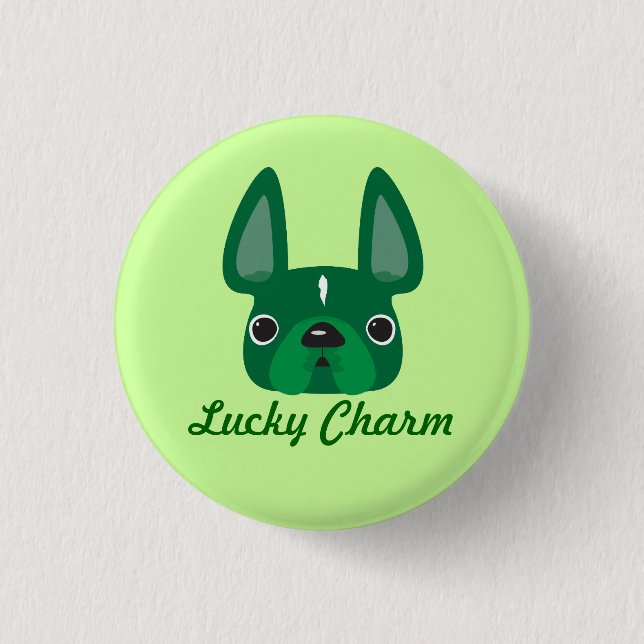 Badge Rond 2,50 Cm Pin chanceux de Frenchie de charme (Devant)