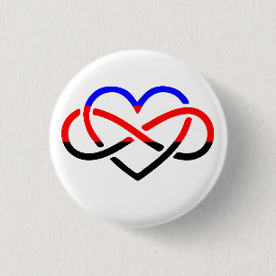 Badge Rond 2,50 Cm Pin de bouton de coeur d'infini de Polyamory
