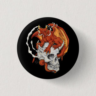 Badge Rond 2,50 Cm Pin de crâne et de dragon