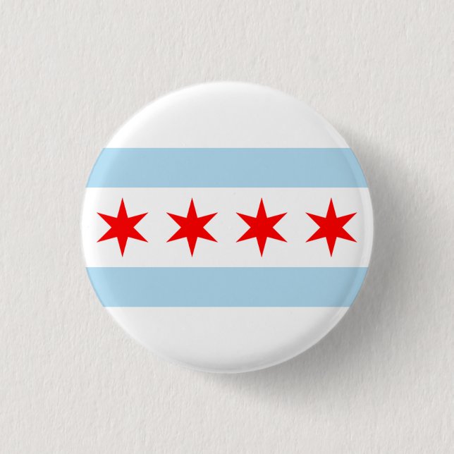 BADGE ROND 2,50 CM PIN DE DRAPEAU DE CHICAGO (Devant)