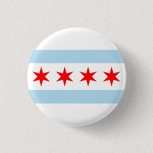 BADGE ROND 2,50 CM PIN DE DRAPEAU DE CHICAGO