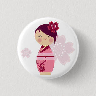 Badge Rond 2,50 Cm Pin de Kokeshi Sakura