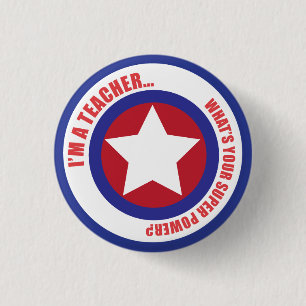 Badge Rond 2,50 Cm Pin de super héros de professeur