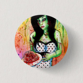 Badge Rond 2,50 Cm Pin de zombi d'arc-en-ciel vers le haut de fille