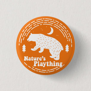 Badge Rond 2,50 Cm Pin d'ours de //du jouet de la nature (orange)
