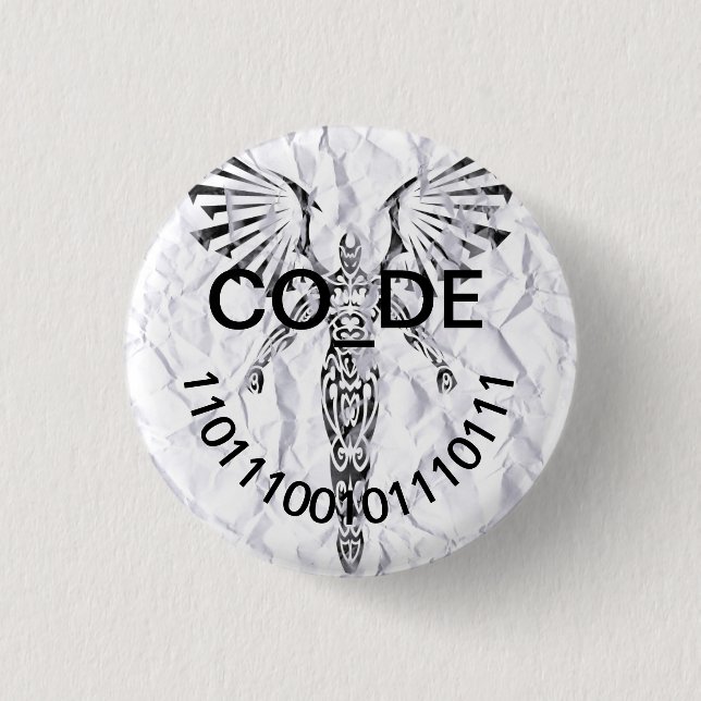 Badge Rond 2,50 Cm Pin hack - Co_De 11011100101110111 (Devant)