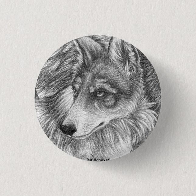 Badge Rond 2,50 Cm Pin mexicain de loup gris (Devant)