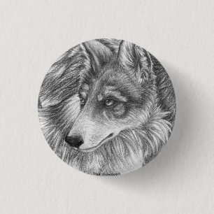 Badge Rond 2,50 Cm Pin mexicain de loup gris