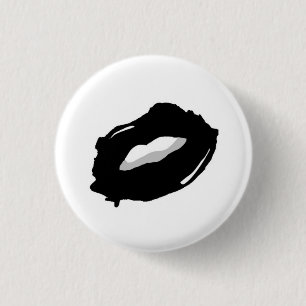 Badge Rond 2,50 Cm Pin noir d'art de bruit de lèvres