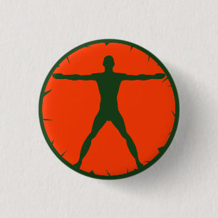 Badge Rond 2,50 Cm Pin rond d'homme de Vitruvian de vert de forme