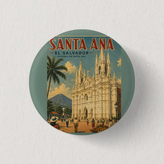 Badge Rond 2,50 Cm Pin  Santa Ana, El Salvador  Retro poster