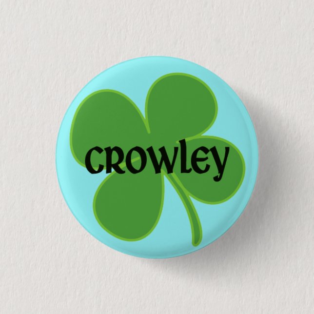 Badge Rond 2,50 Cm Pin turquoise de Crowley avec le shamrock (Devant)
