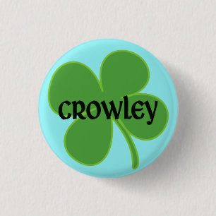 Badge Rond 2,50 Cm Pin turquoise de Crowley avec le shamrock