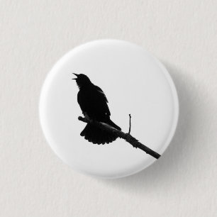 Badge Rond 2,50 Cm Pinceau Silhouette d'oiseau