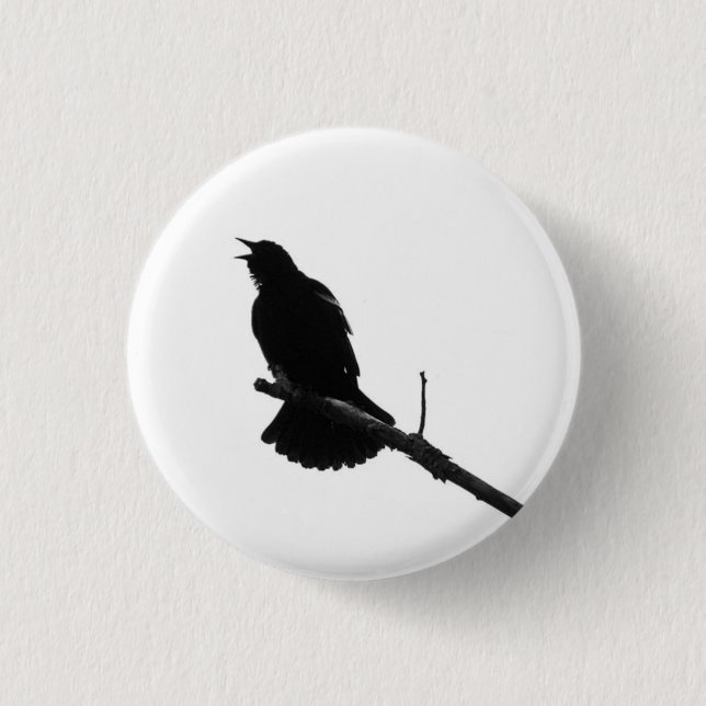 Badge Rond 2,50 Cm Pinceau Silhouette d'oiseau (Devant)