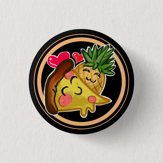 Badge Rond 2,50 Cm Pineapple Pizza Love Button (Devant)