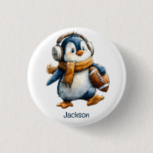 Badge Rond 2,50 Cm Pingouin de football d'hiver personnalisé pour enf