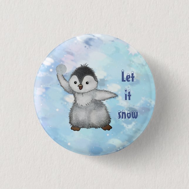 Badge Rond 2,50 Cm Pingouin d'hiver (Devant)