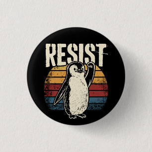 Badge Rond 2,50 Cm Pingouin drôle Résiste aux pingouins Cool Résiste