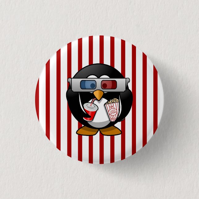 Badge Rond 2,50 Cm Pingouin mignon de bande dessinée aux films avec (Devant)