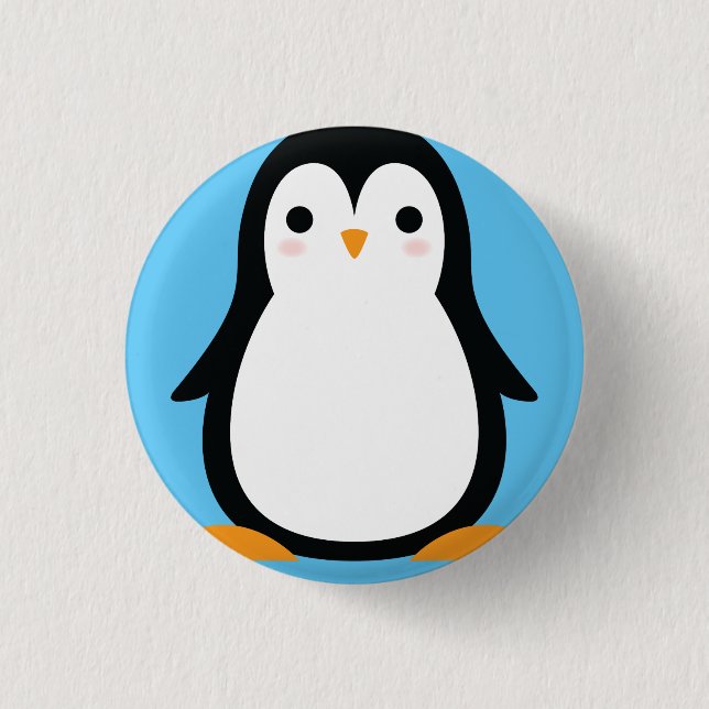 Badge Rond 2,50 Cm Pingouin mignon Hiver 1er Anniversaire Bouton Épin (Devant)