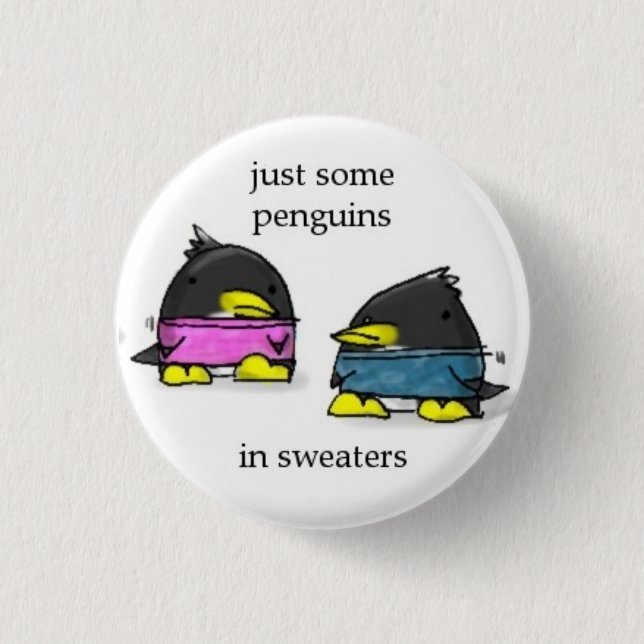 Badge Rond 2,50 Cm pingouins dans des chandails (Devant)