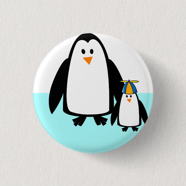 Badge Rond 2,50 Cm Pingouins, Nature, Animal (Devant)