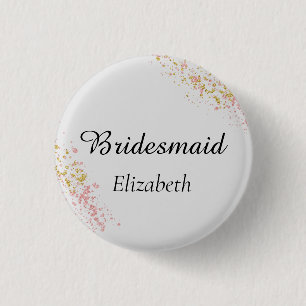 Badge Rond 2,50 Cm Pink and Gold Bridesmaid
