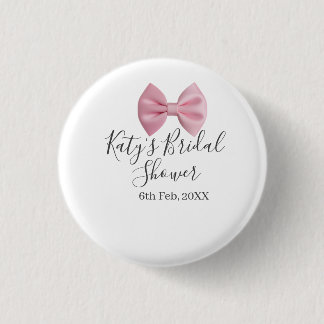 Badge Rond 2,50 Cm Pink bow bridal shower name date pastel stylish te