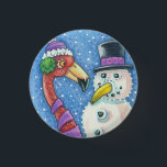 Badge Rond 2,50 Cm PINK FLAMINGO SNOWMAN CHRISTMAS BUTTON Round<br><div class="desc">FLAMINGO STYLE SNOWMAN,  HOLIDAY BUTTON Round *Customize ... .Look For Matching Items   Susan Brack Design</div>