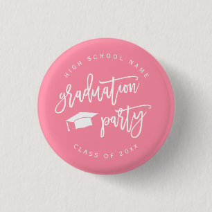 Badge Rond 2,50 Cm Pink Graduation Party Classe De Boutons