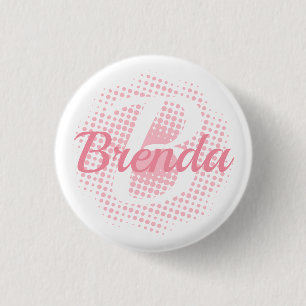 Badge Rond 2,50 Cm Pink Initial Letter Custom Name
