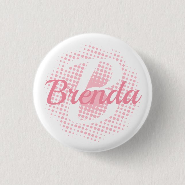 Badge Rond 2,50 Cm Pink Initial Letter Custom Name (Devant)