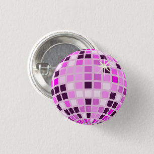 Badge Rond 2,50 Cm Pink Lilac Purple Rétro Moderne Disco Ball